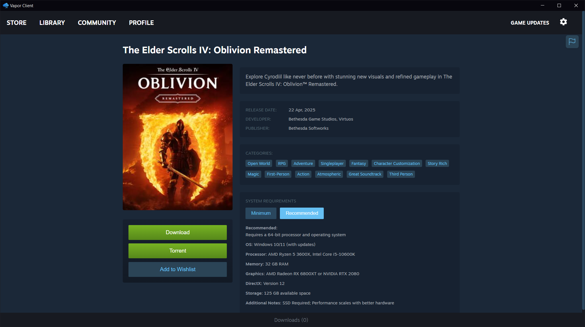 Game page